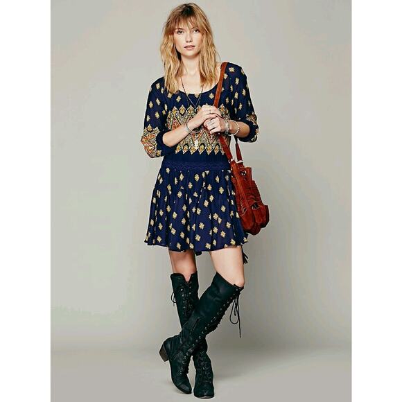 NWOT Free People Midnight Combo Multicolor Enid Dress Size XS Retails $128 - Picture 2 of 8